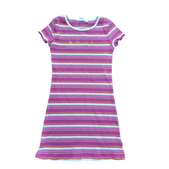 Roxy Girls Pink Striped Dress Size Medium 10/12 - Picture 1 of 3